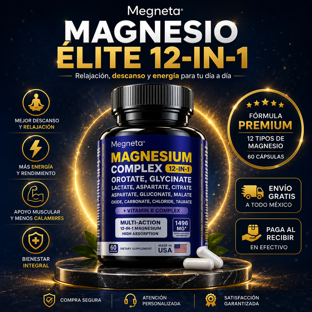 Magnesio Élite 12X™ | Fórmula con 12 Tipos de Magnesio