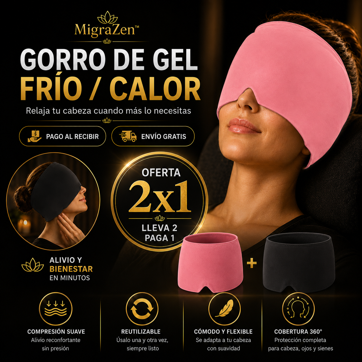 MigraZen™ | Gorro Relajante de Gel Frío/Calor
