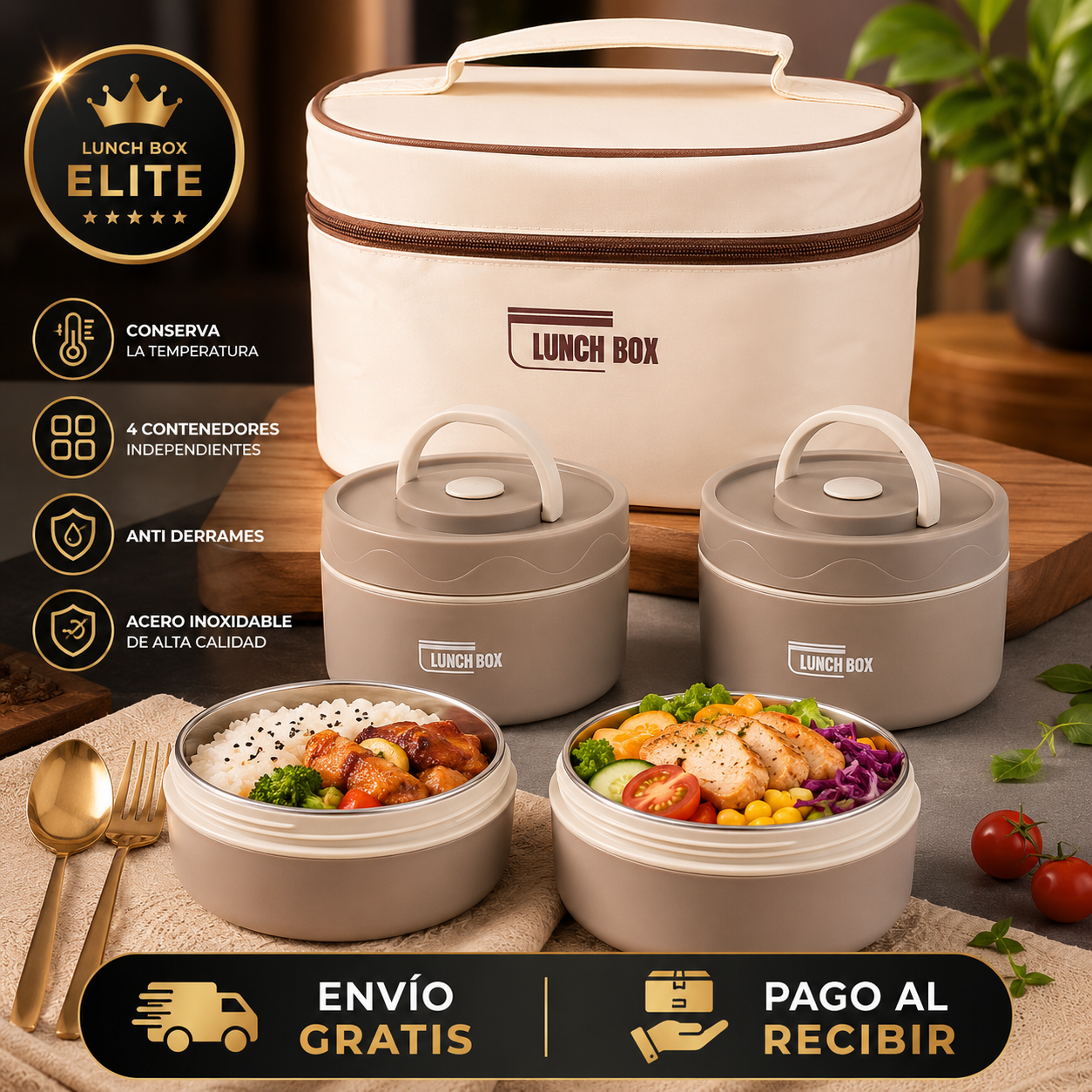 LunchBox Elite™ | Lonchera Térmica con 4 Contenedores