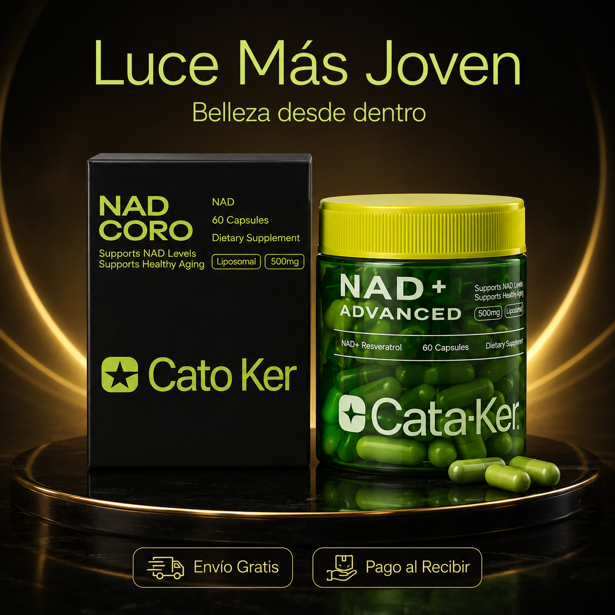 CatoKer™ | Suplemento en cápsulas formulado con NAD+ y Resveratrol
