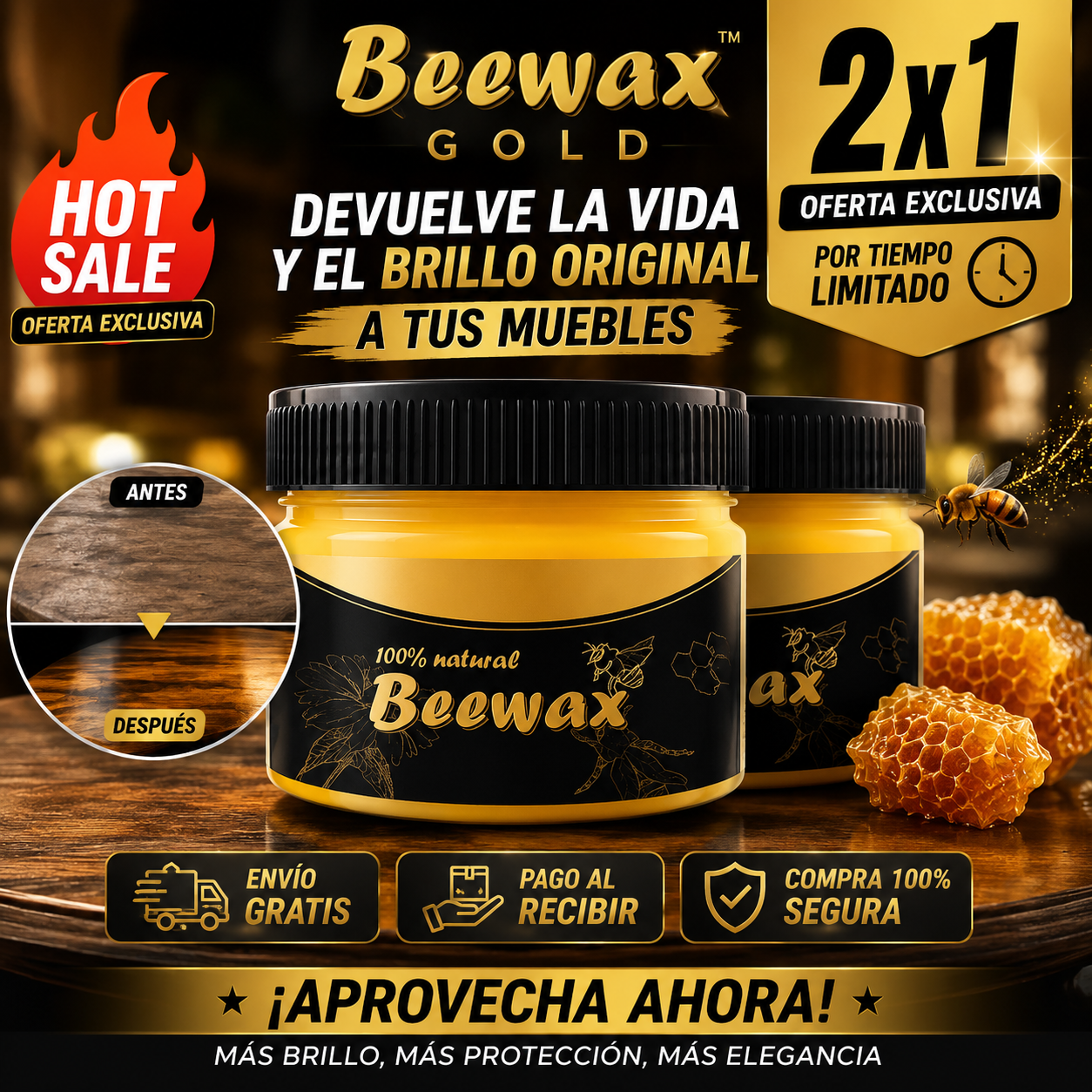 Beewax Gold™ | Cera Restauradora de Muebles